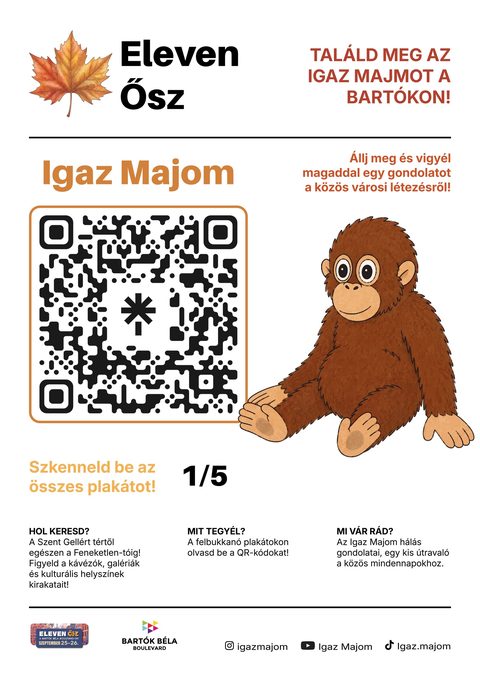 Az Igaz Majom installációjának első jele: QR-kód és a plüss orángután rajza